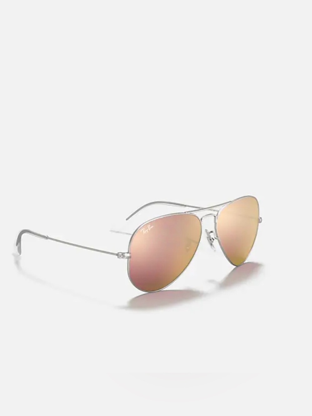 Ray-Ban Men’s Aviator Sunglasses - 
Silver Frame with Rose / copper flash Lenses
